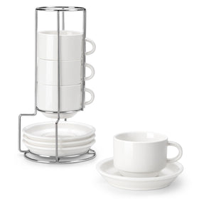 MALACASA espresso cups with stand on a clean countertop showcasing a compact setup.
