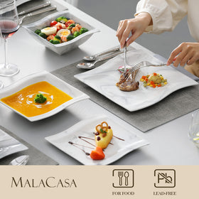 MALACASA Flora soup plate in marble grey for everyday or formal meals.