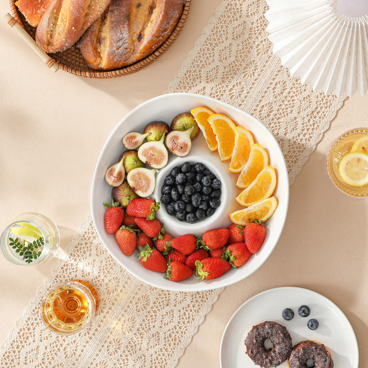 MALACASA free-form serving tray enhances table presentation for guests.