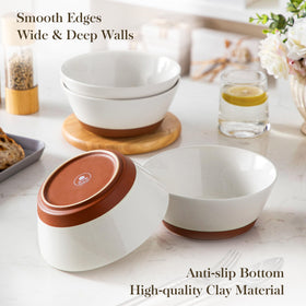 MALACASA fruit salad bowl vanilla white speckled angled shot