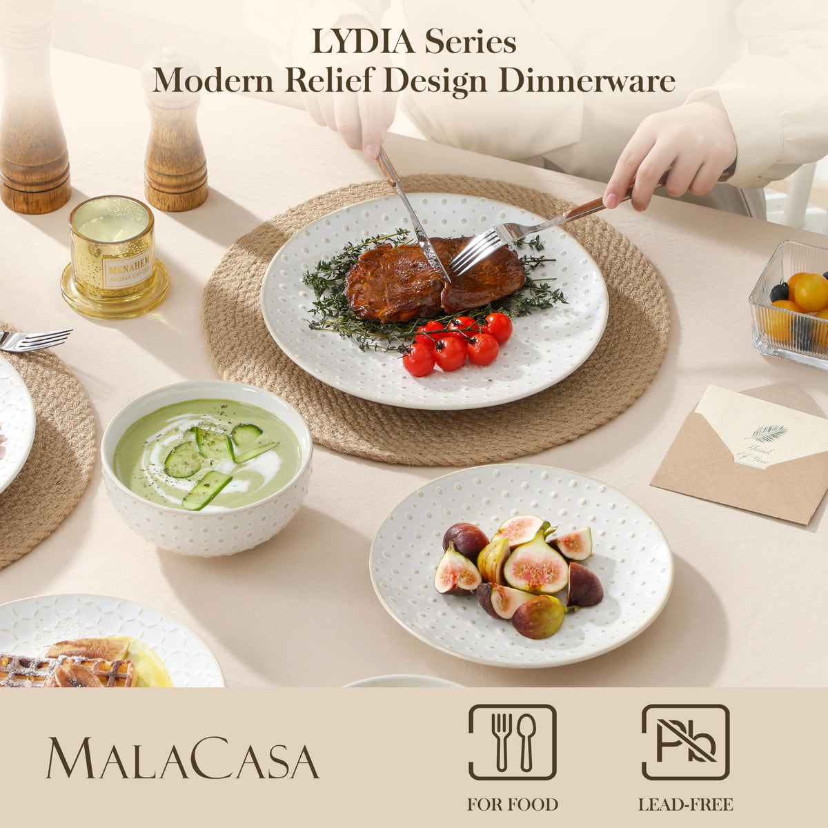 Malacasa high-fired ceramic cereal bowl emphasizing durability and chip resistance