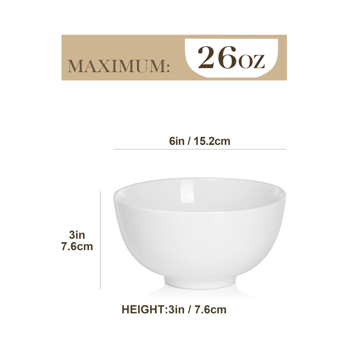 MALACASA ivory-white glaze bowls with elegant round silhouette for dinners