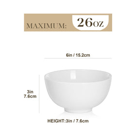 MALACASA ivory-white glaze bowls with elegant round silhouette for dinners