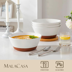 MALACASA large cereal bowl, durable ceramic for everyday use
