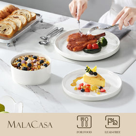 MALACASA Leah 26 oz cereal bowl demonstrating microwave-friendly, easy-to-clean design.