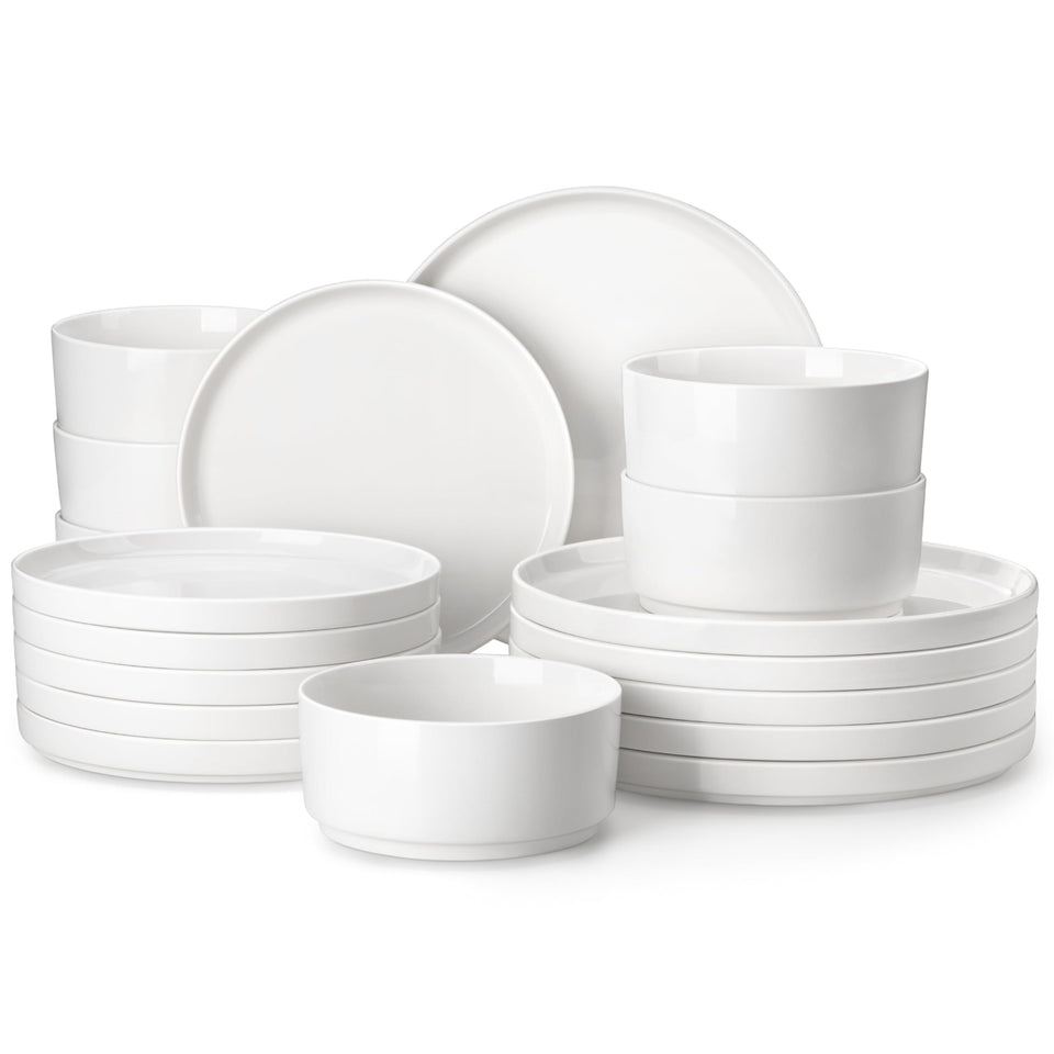MALACASA LEAH 18pc dinnerware set displayed for six, a complete dining solution for everyday meals.