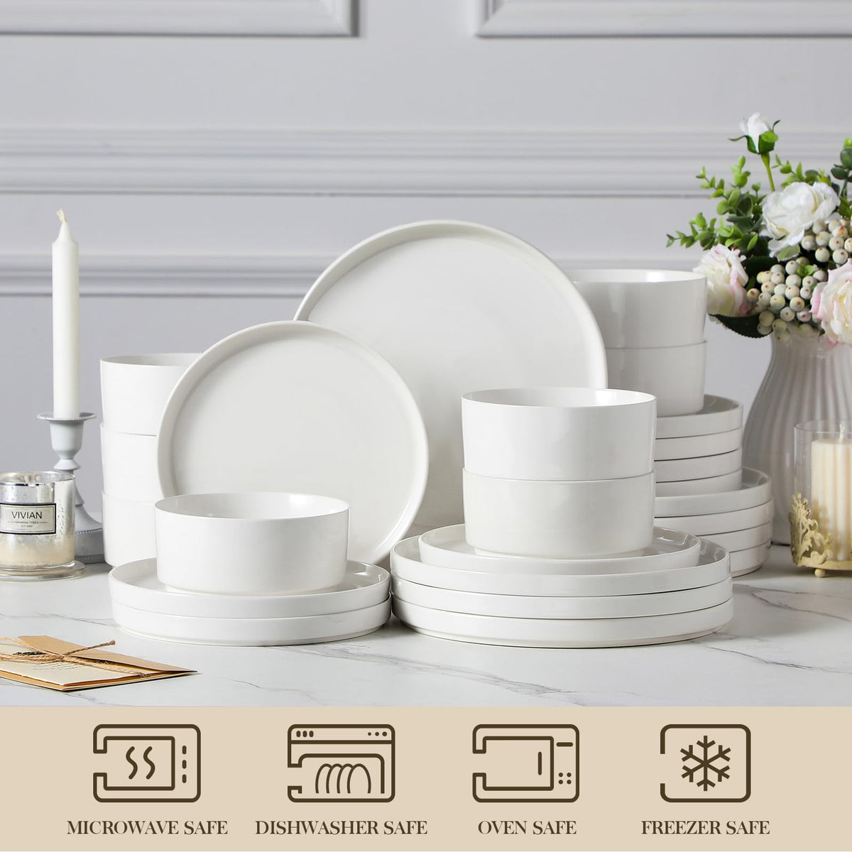 Malacasa Leah cereal bowls displaying generous 26 oz capacity for soups and cereals.