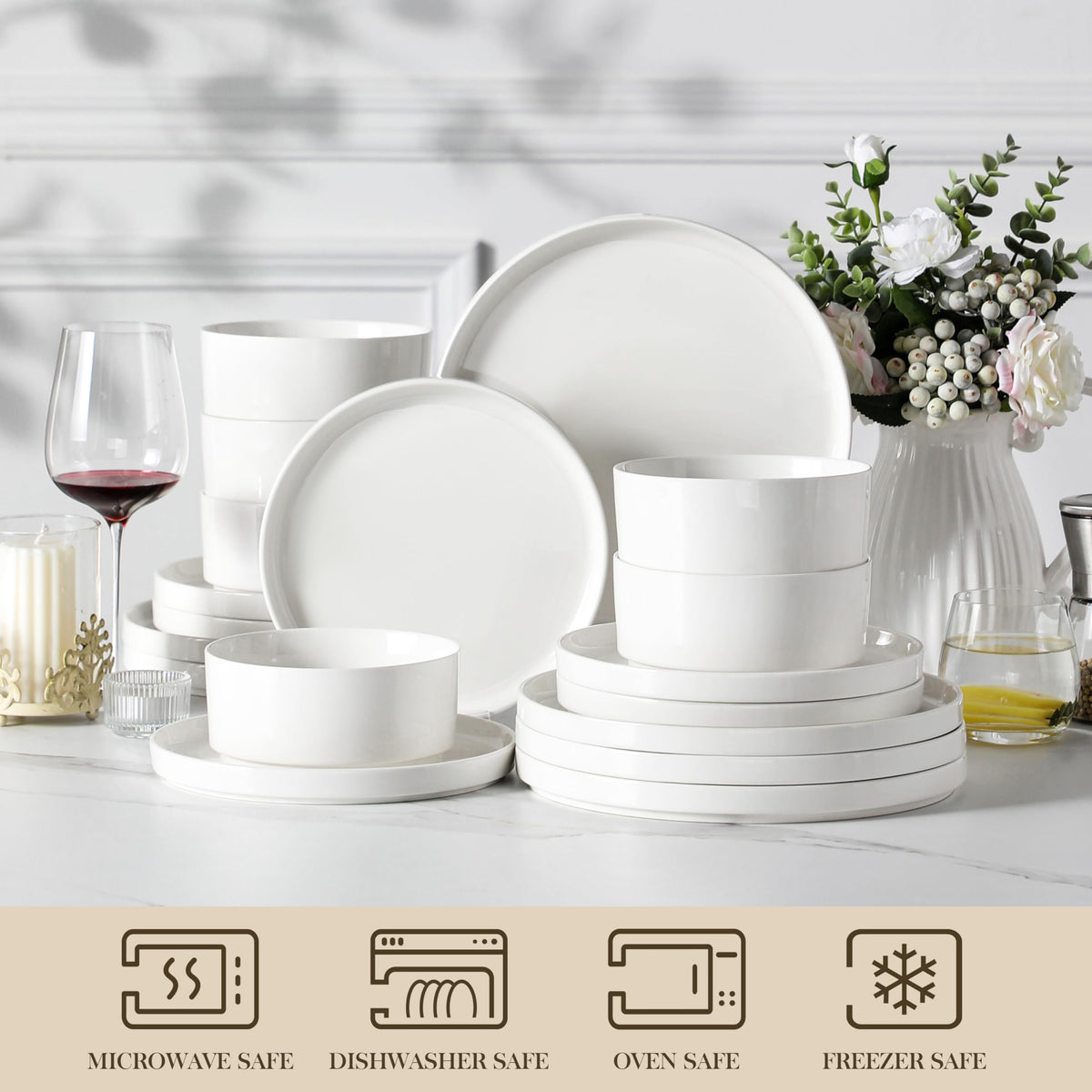MALACASA LEAH cereal bowls with ample capacity for soups and cereals.