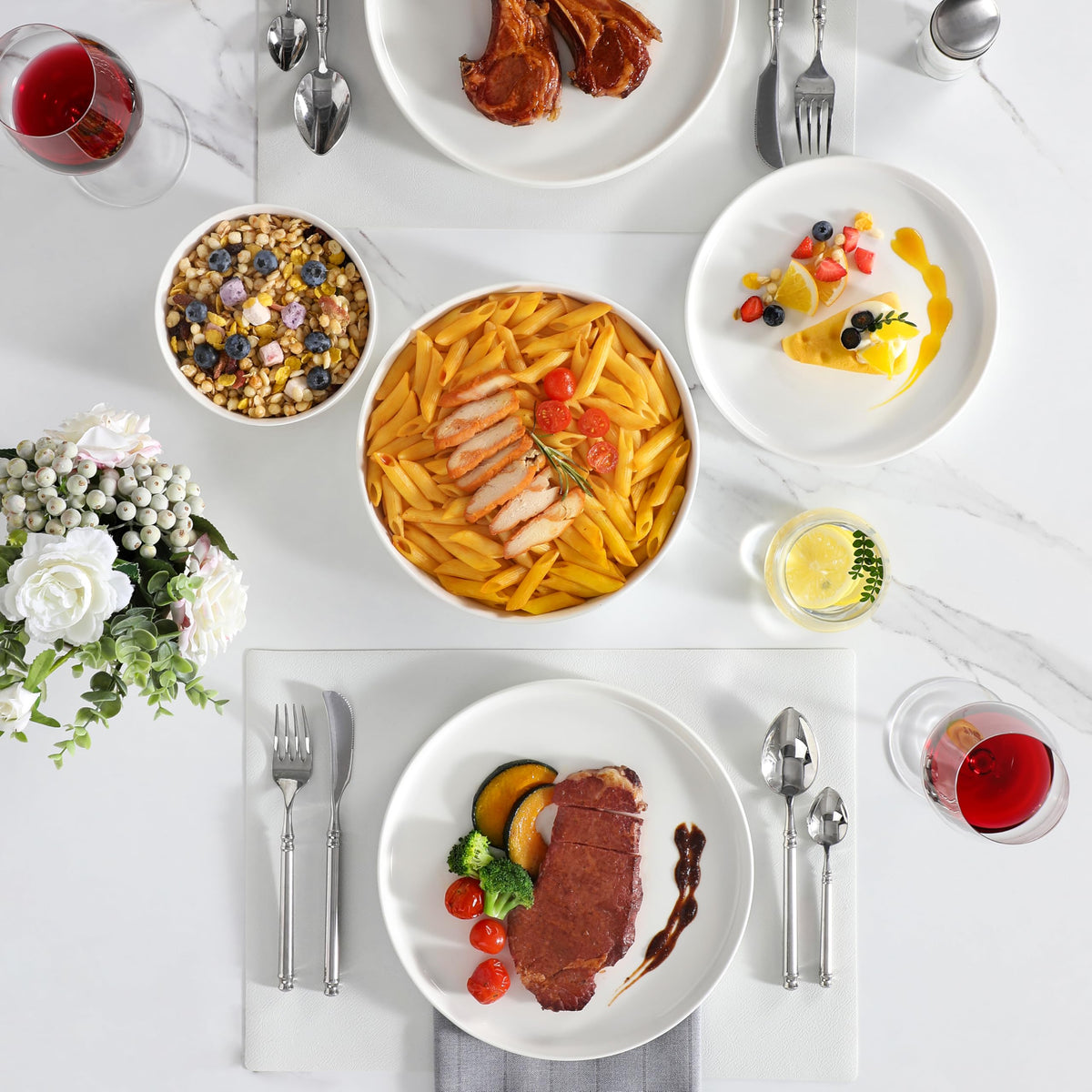 MALACASA LEAH dishwasher-safe diningware stays bright after cycles.