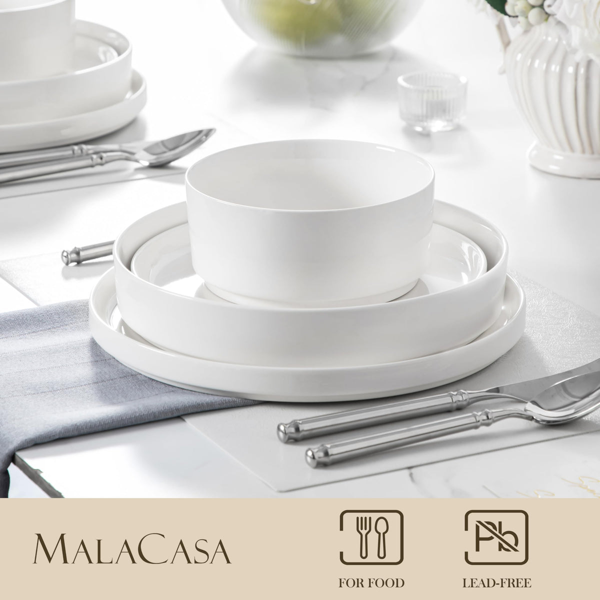 MALACASA LEAH pasta bowls with generous depth for hearty servings.