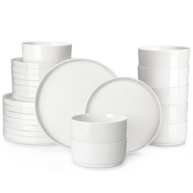 Malacasa Leah table setting showcasing a modern porcelain dinnerware collection for elegant dining.