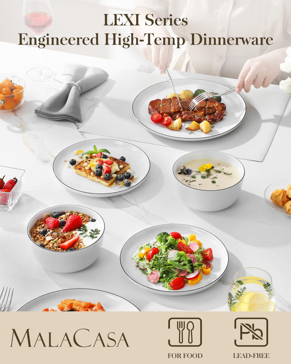 Malacasa Lexi cereal bowl with generous capacity.