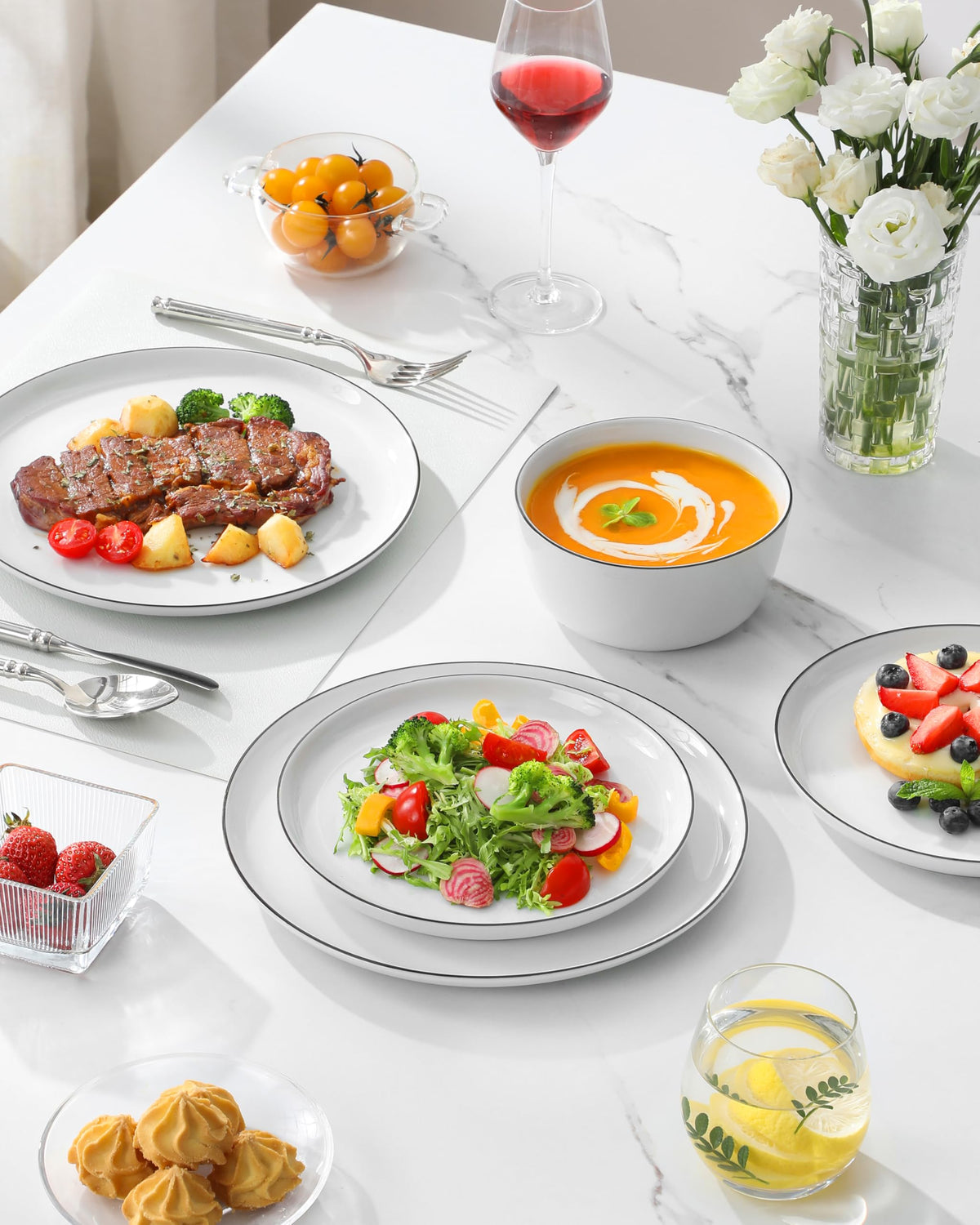 Malacasa Lexi service for eight ideal for family gatherings.