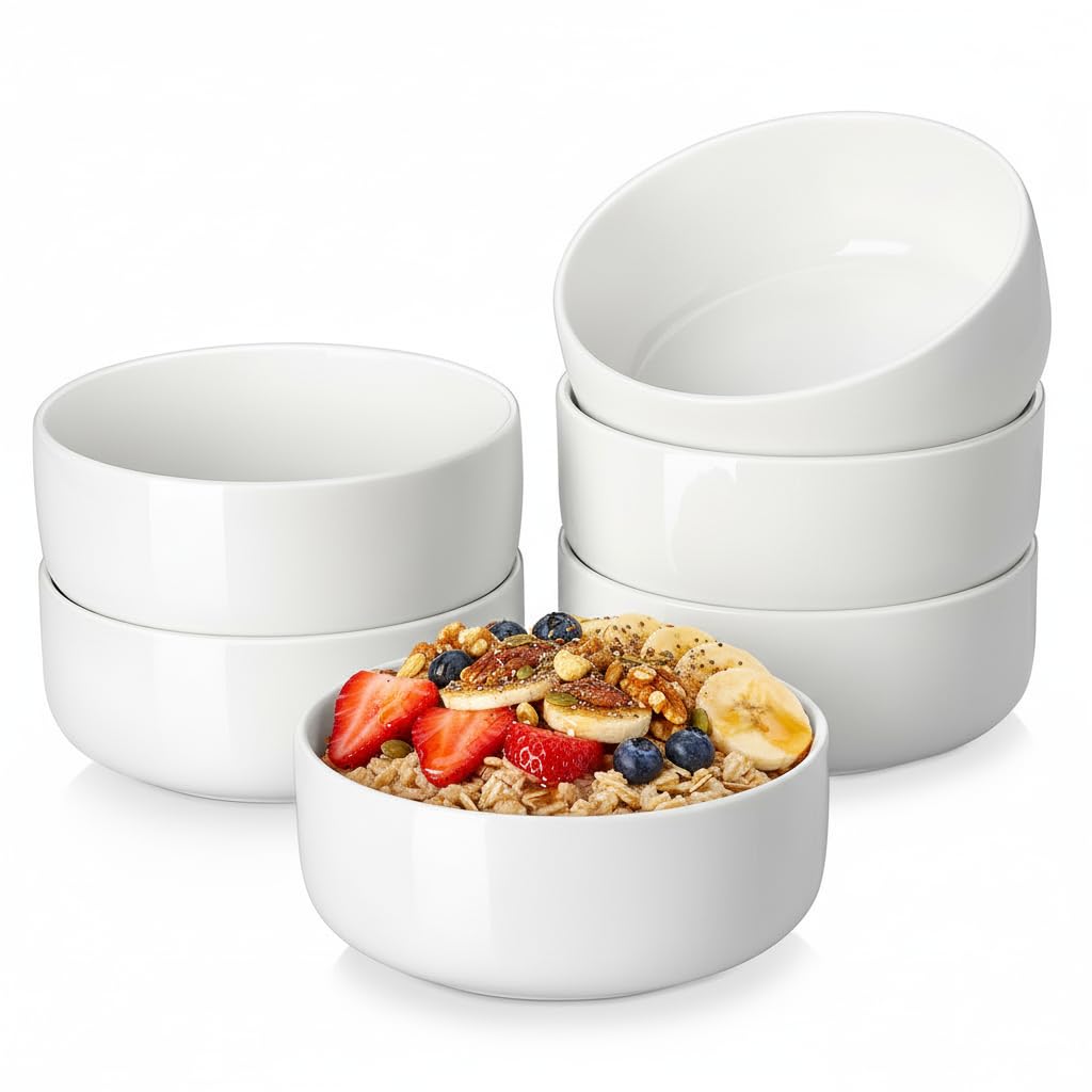 MALACASA LUNA 24oz bowls front view ideal for cereal and soups, durable porcelain.