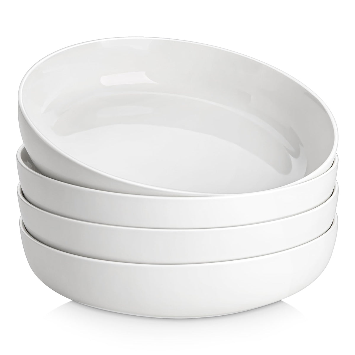 MALACASA Luna 48oz pasta bowls on table for family meals with clean, modern styling.