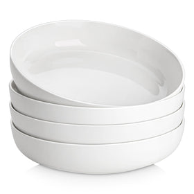 MALACASA Luna 48oz pasta bowls on table for family meals with clean, modern styling.