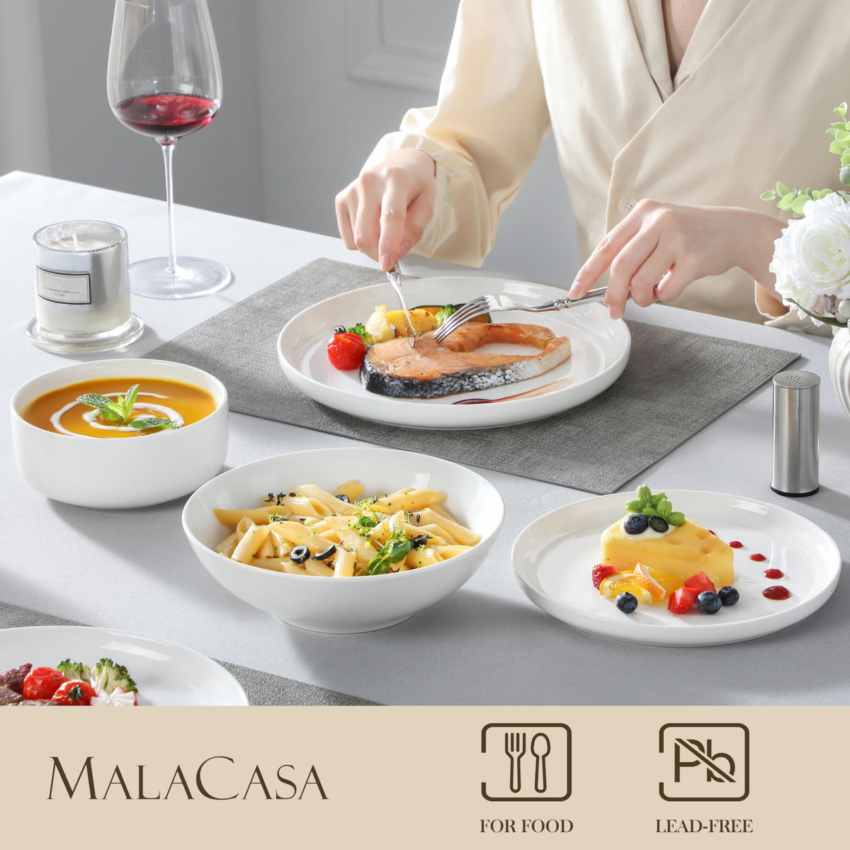 MALACASA LUNA cereal bowl 26 oz for generous breakfasts