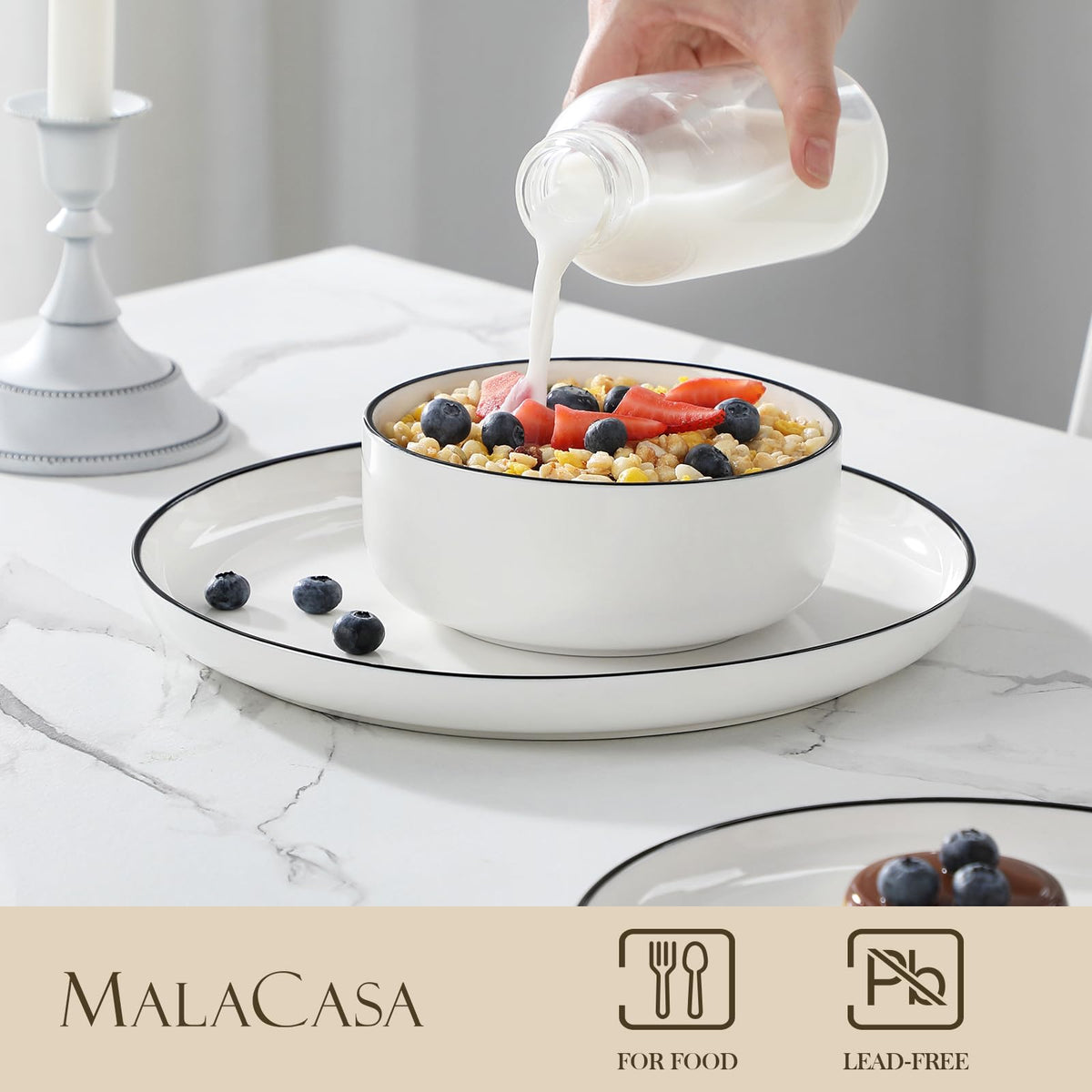 Malacasa Luna cereal bowls—ample 26 oz for hearty portions.