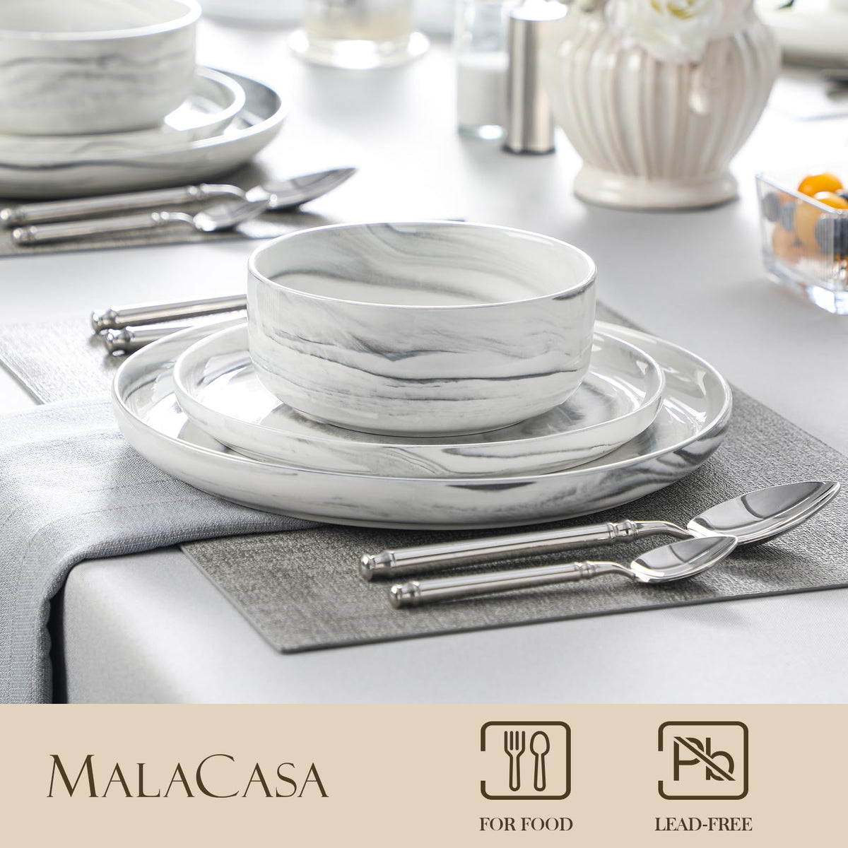 MALACASA LUNA 26 oz cereal bowls for generous breakfasts
