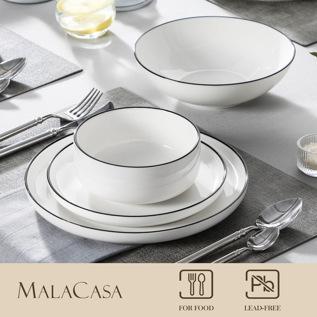 Malacasa Luna 26 oz cereal bowls for generous breakfast servings.