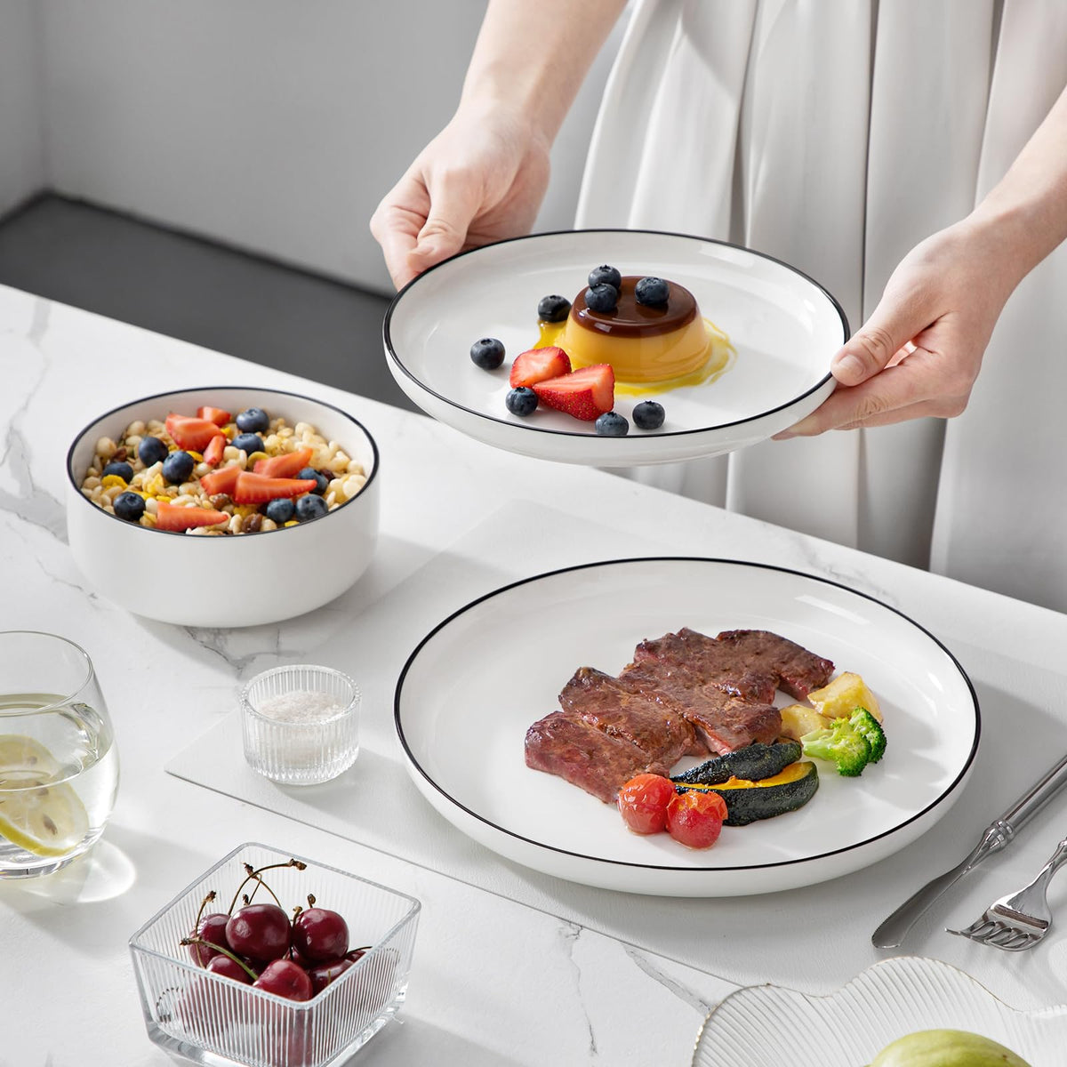 Malacasa Luna dishwasher-safe testing—easy cleanup after meals.