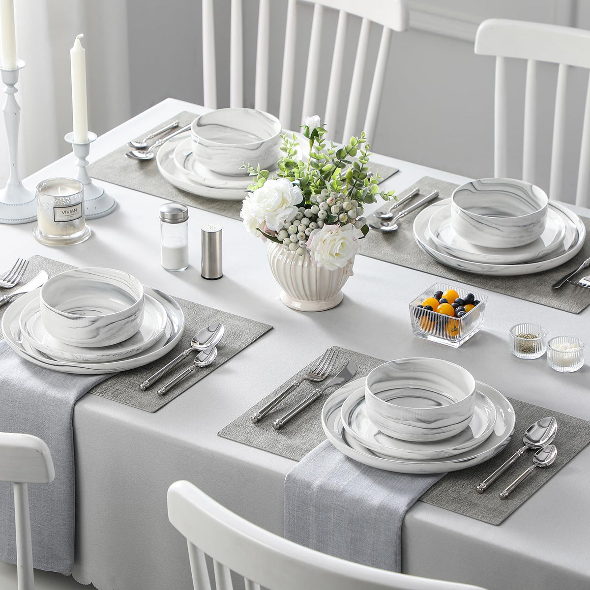 MALACASA LUNA elegant evening table setting with minimalistic style