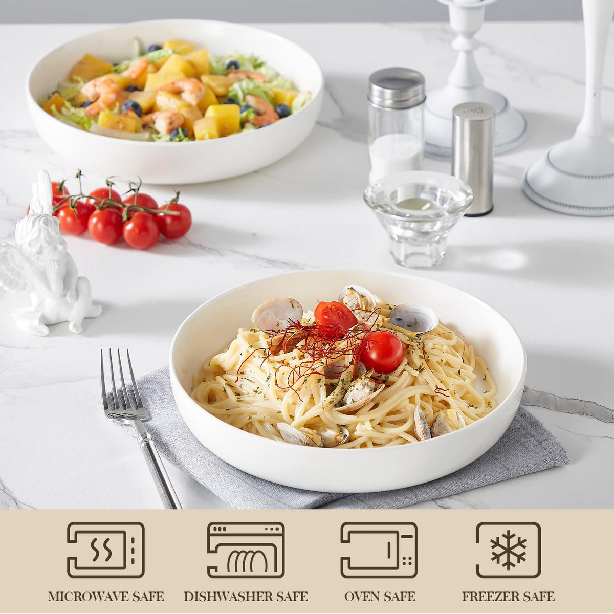 MALACASA Luna microwave and oven-safe bowls for easy reheating and weeknight meals.