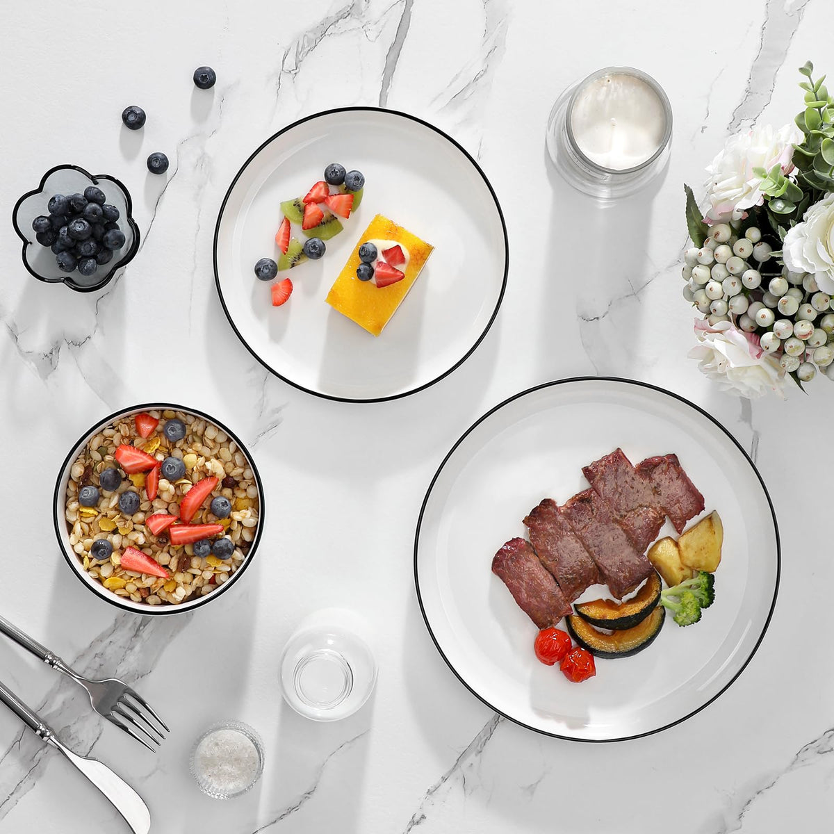 MALACASA LUNA modern table setting shown for everyday dinners and hosting.