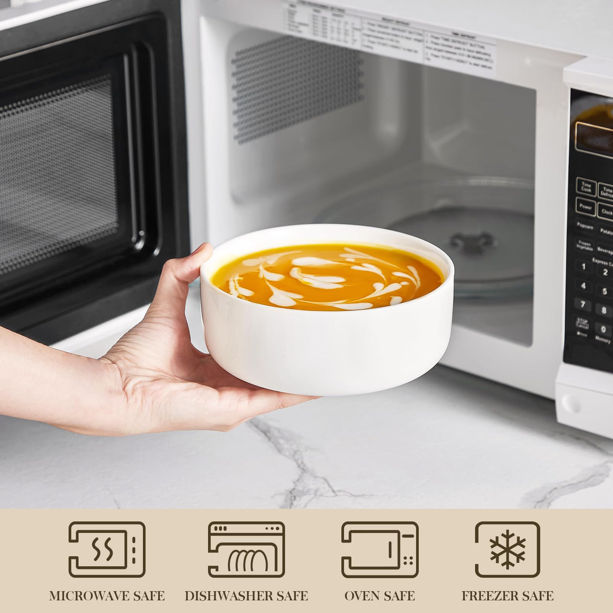 MALACASA LUNA bowls flat-lay table setup for versatile serving.