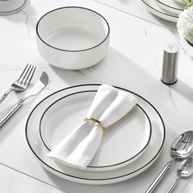 MALACASA LUNA stackable dishware saves cabinet space with tidy nesting.