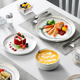 MALACASA LUNA stackable dishware saves cabinet space