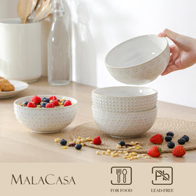 Malacasa Lydia 6-inch diameter bowls ideal for soups and salads