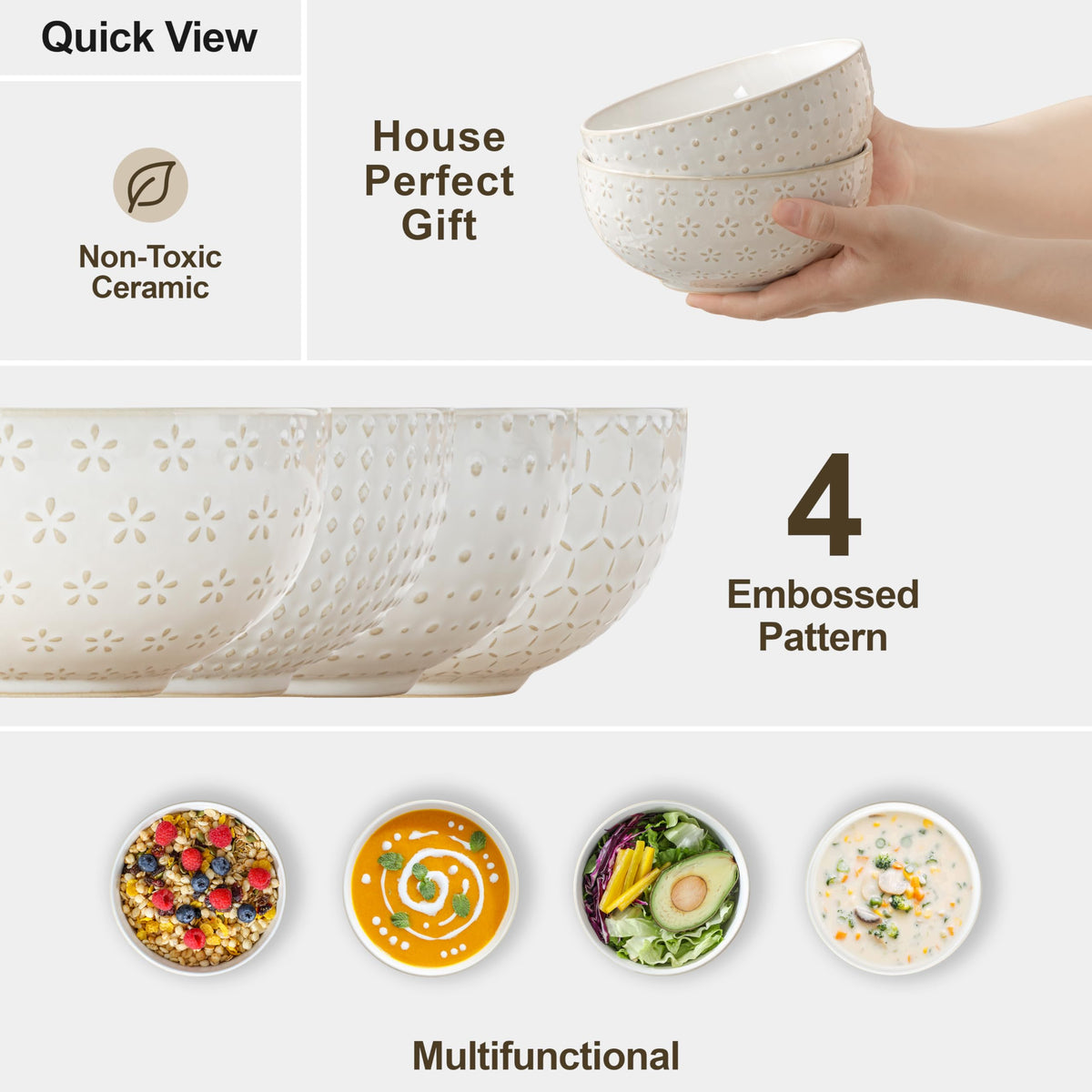 Malacasa Lydia dishwasher-safe bowls for easy cleanup