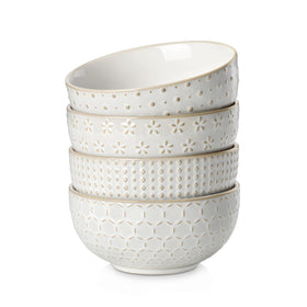 Malacasa Lydia embossed pattern bowls providing secure grip and rustic charm
