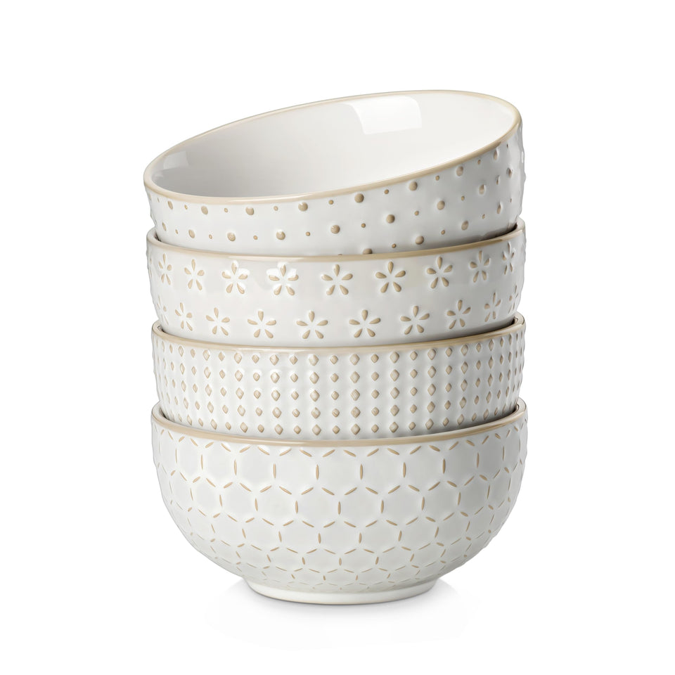 Malacasa Lydia embossed pattern bowls providing secure grip and rustic charm