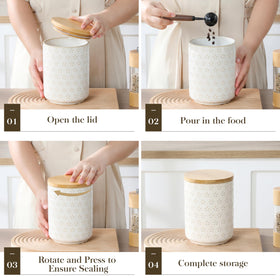 MALACASA Lydia airtight jars keep coffee beans and tea fresh.