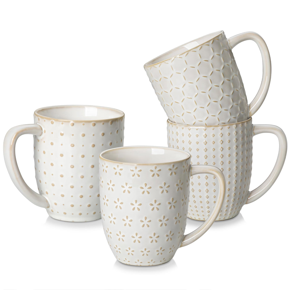 MALACASA Lydia mug close-up of embossed pattern, ideal for tactile sipping.