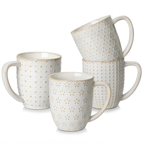 MALACASA Lydia mug close-up of embossed pattern, ideal for tactile sipping.