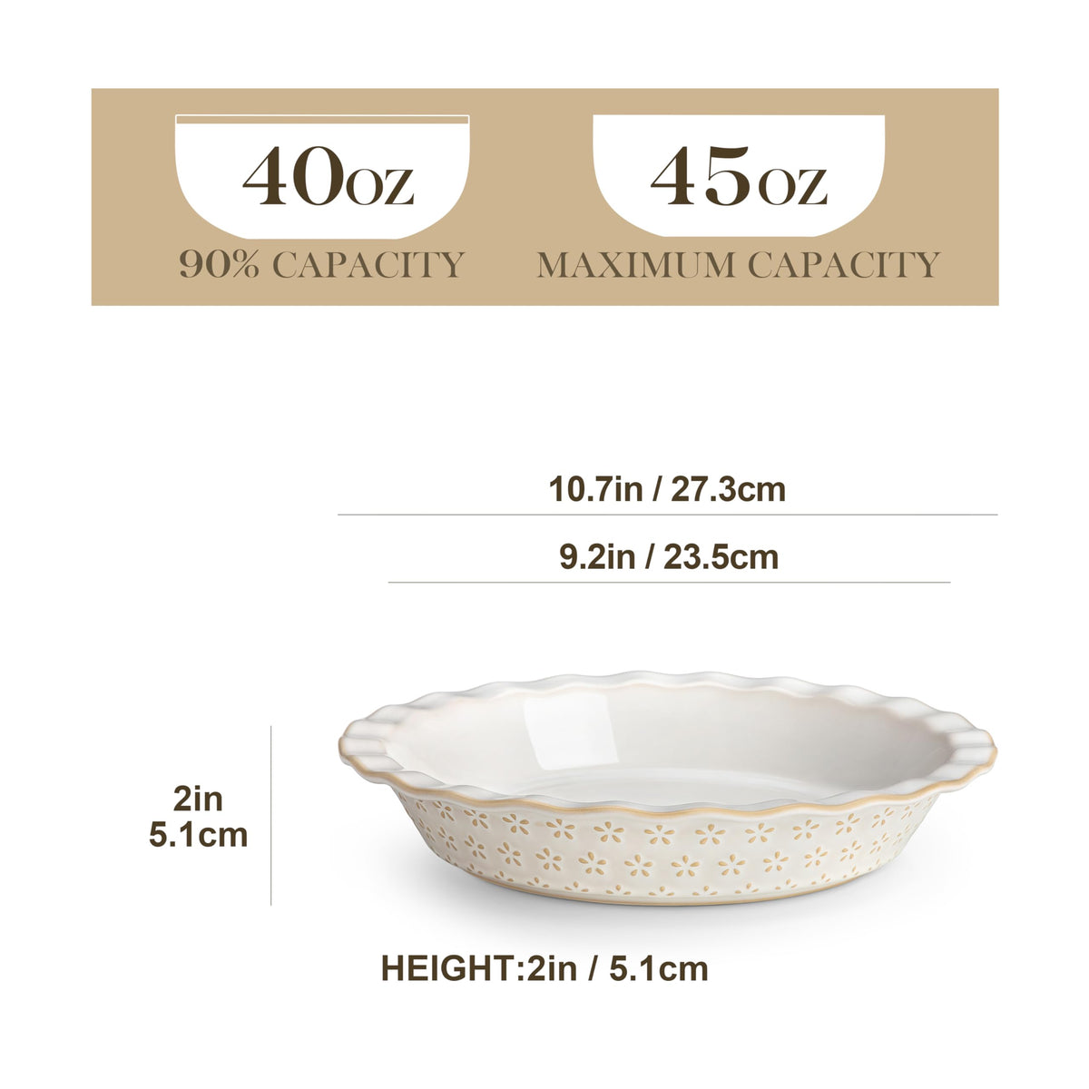 MALACASA LYDIA pie pan features a fluted rim for classic appeal.