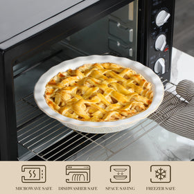 MALACASA LYDIA stoneware pan is oven-safe for versatile baking.