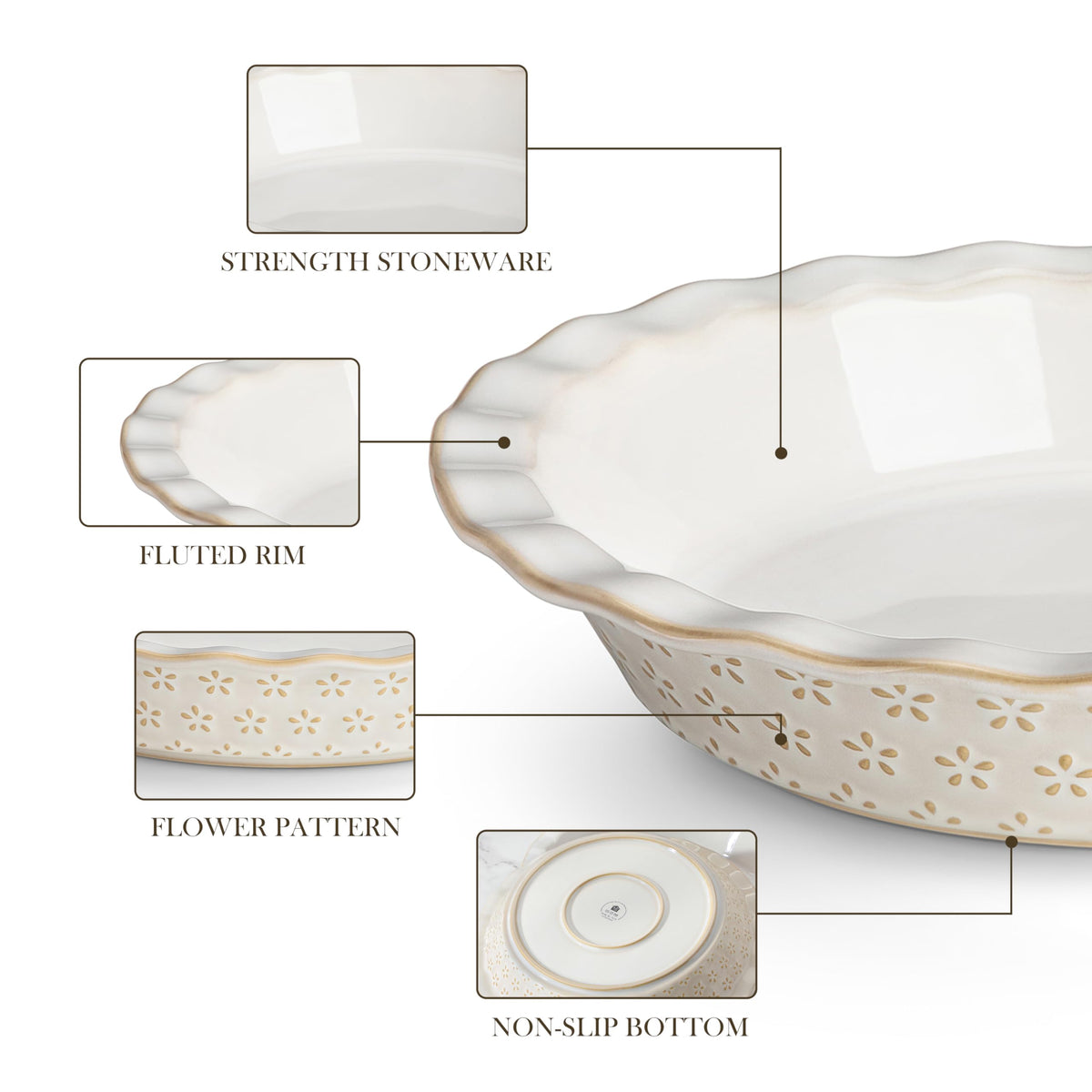 MALACASA LYDIA pan shows stoneware texture for durable daily use.
