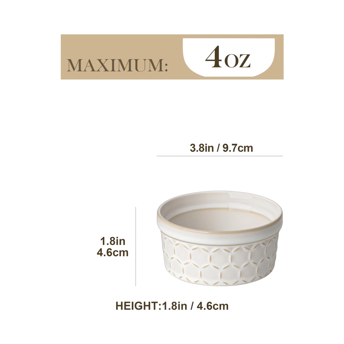 Malacasa Lydia ramekins oven-safe up to 500°F for versatile baking.