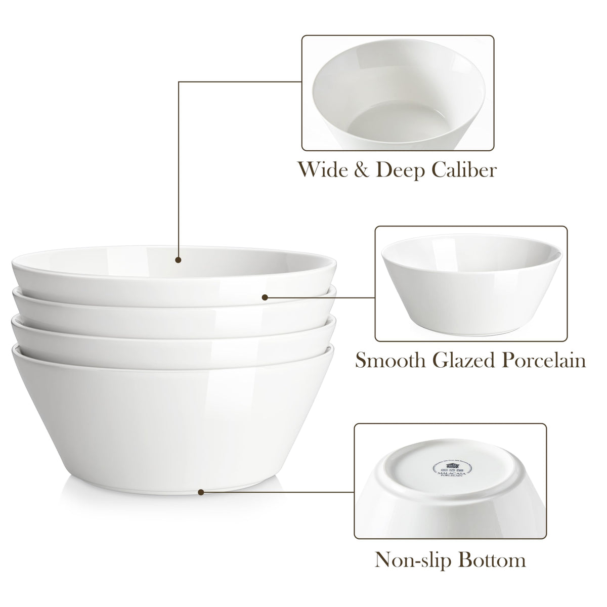 MALACASA bowls are microwave and dishwasher safe for everyday convenience.