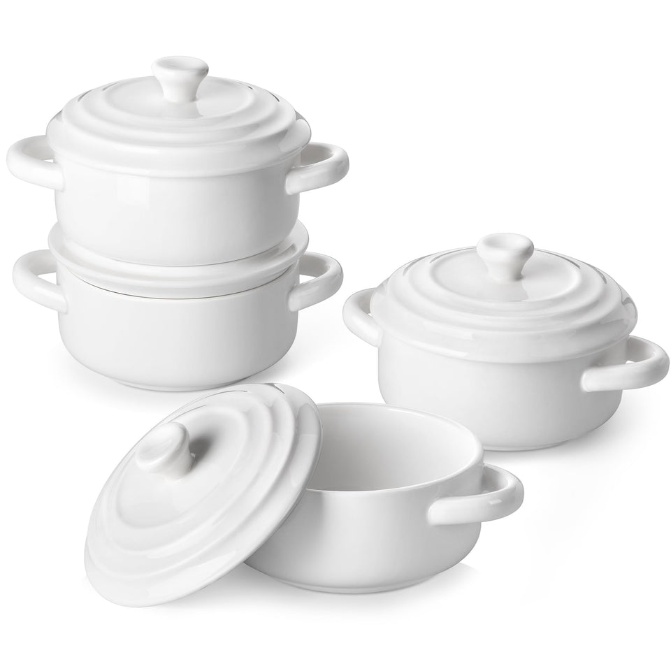 MALACASA Mini Cocotte set overview shows four 14 oz ramekins for individual meals.