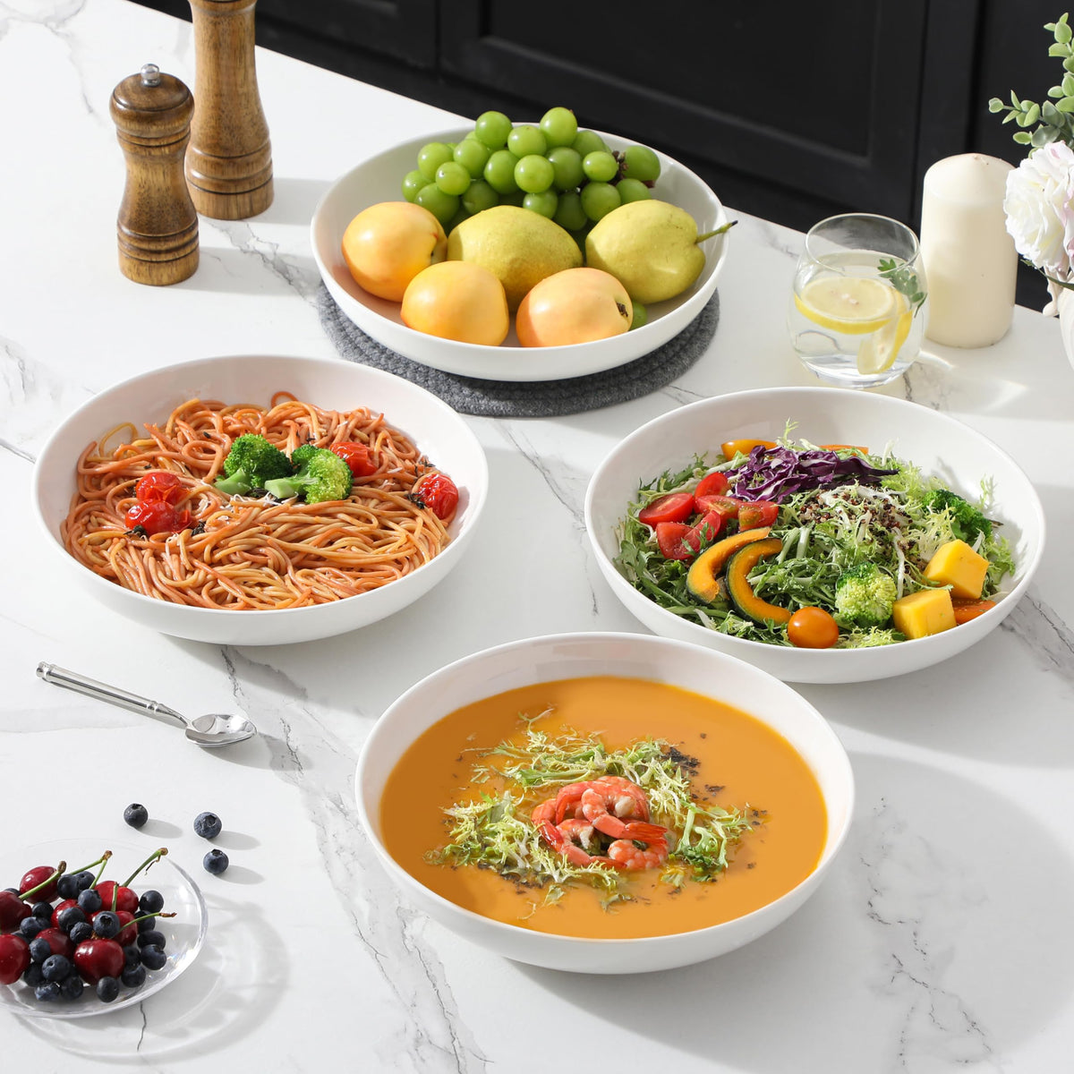 MALACASA oven-safe and microwave-safe bowls with glossy glaze
