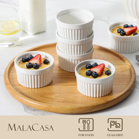 Malacasa porcelain pudding cups for even heat custards