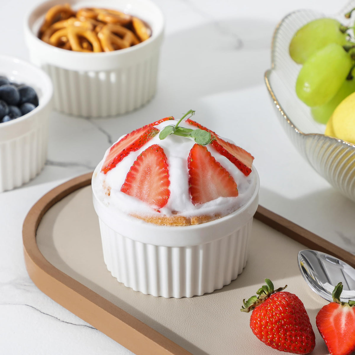 Malacasa porcelain ramekins with high heat resistance for baking