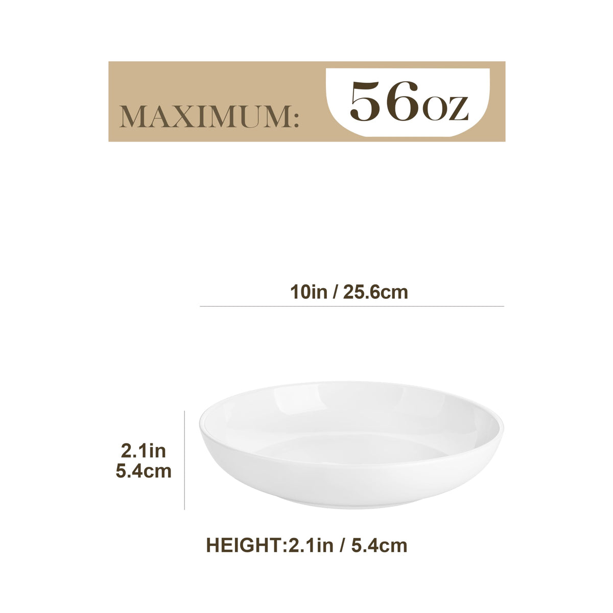 MALACASA porcelain bowls with wide shallow design for easy serving