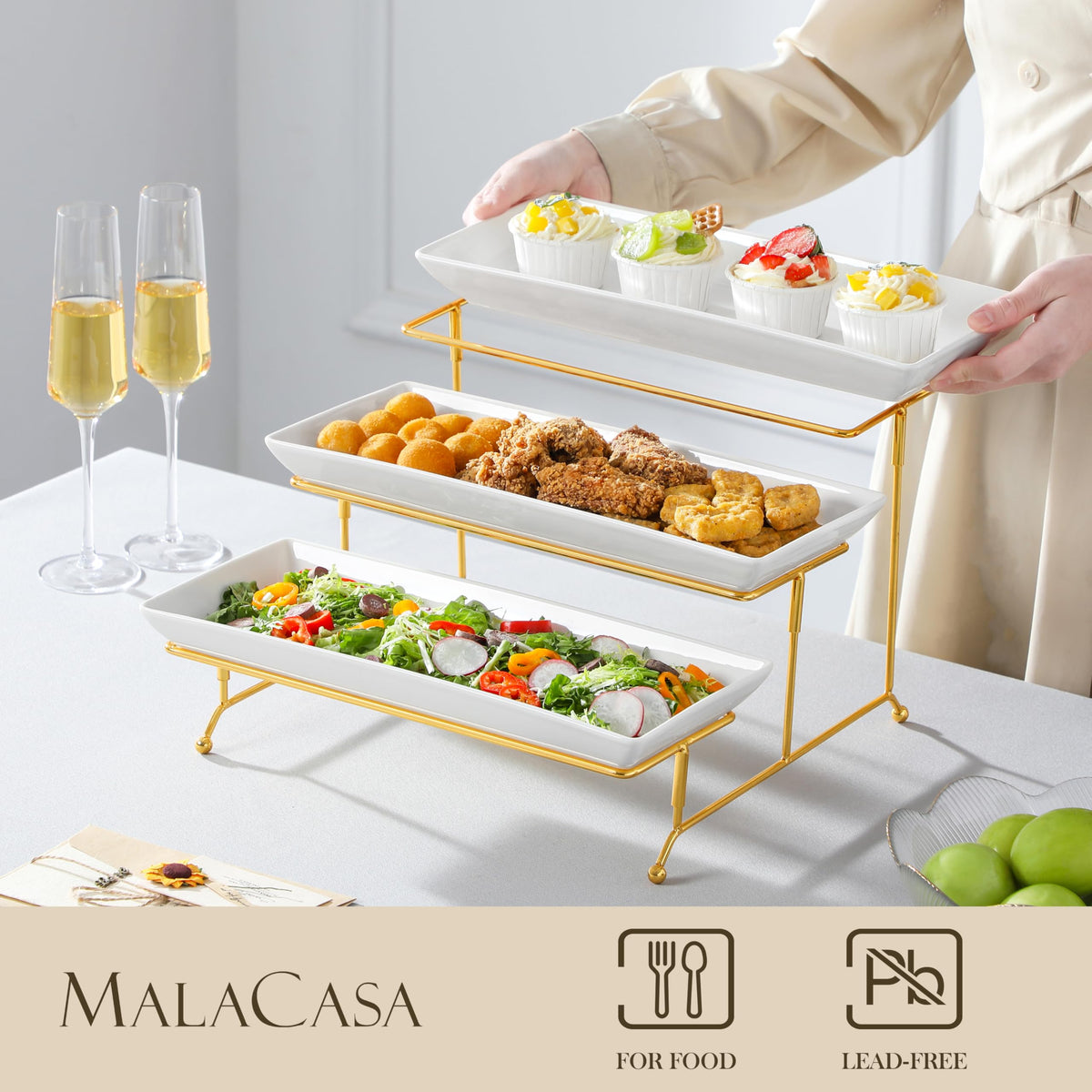 MALACASA porcelain tray close-up shows smooth, food-safe finish