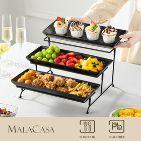 Malacasa porcelain trays close-up shows a smooth, chip-resistant surface for easy cleaning.